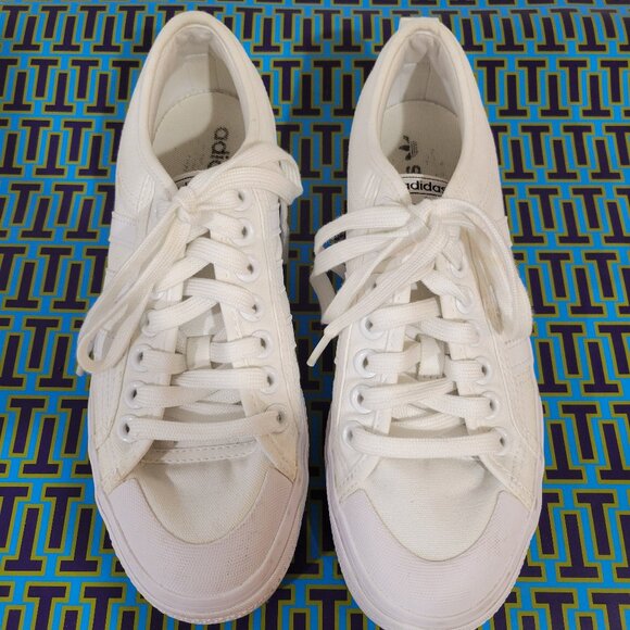 ADIDAS White Platform Canvas Sneaker Size 8.5 - Picture 6 of 14